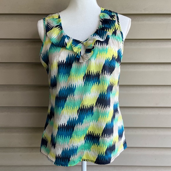 Banana Republic Tops - •Banana Republic• Abstract Print Ruffle Front Sleeveless Top - Size Small